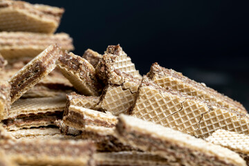 thin multi-layered waffles with chocolate filling
