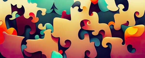 Abstract colorful jigsaw puzzle wallpaper background illustration