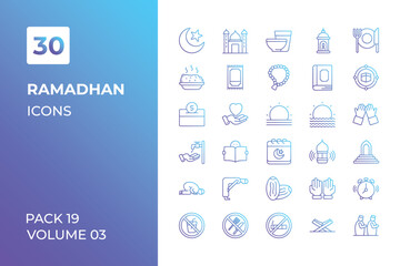Ramadan icons collection. Set vector line with elements for mobile concepts and web apps. Collection modern icons.