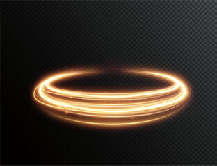 Light golden Twirl. Curve light effect of golden line. Luminous golden circle. Light gold pedistal, podium, platform, table. Vector PNG. Vector illustration	
