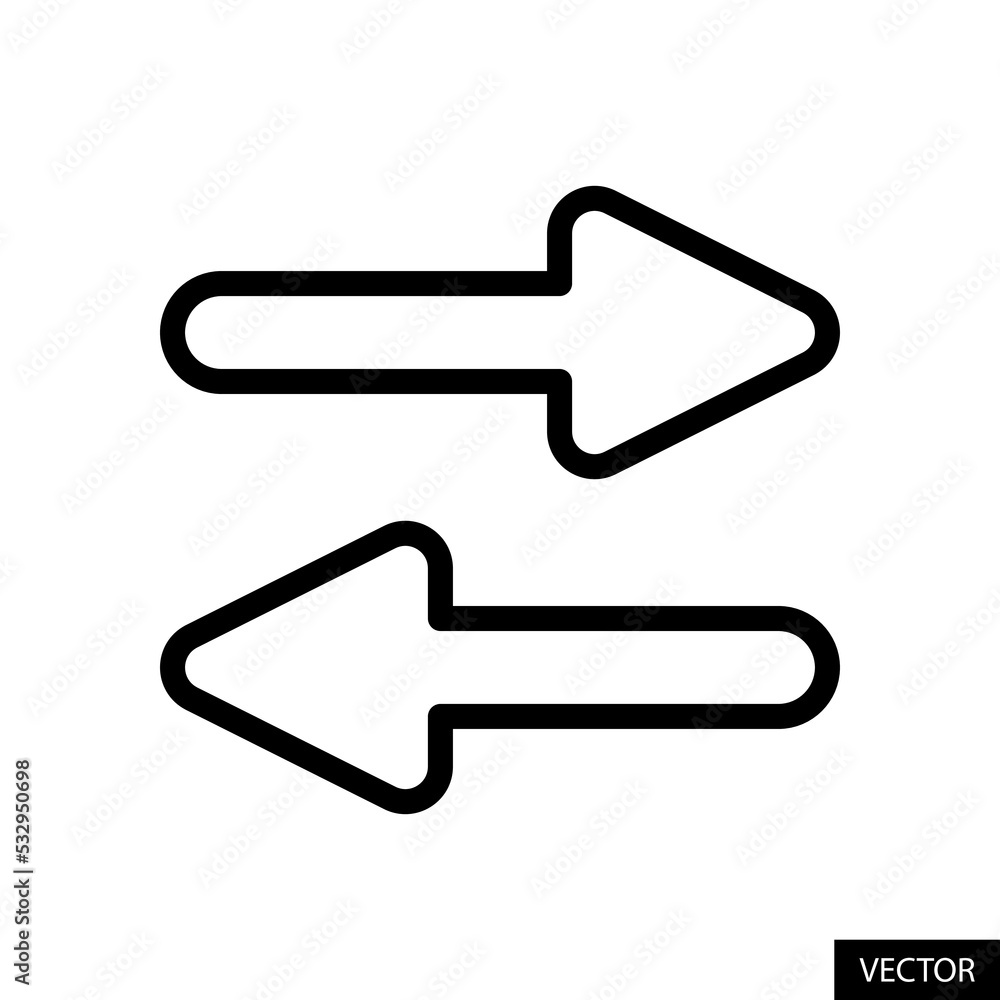 Poster left - right arrow icon or symbol in line style design for website design, app, ui, isolated on whit