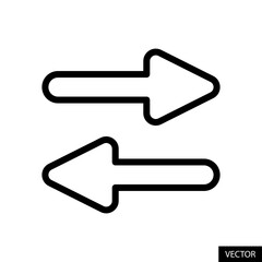 Left - Right arrow Icon or symbol in line style design for website design, app, UI, isolated on white background. Editable stroke. Vector illustration.