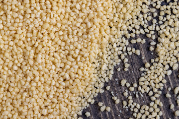 Fresh raw porridge couscous from wheat or millet