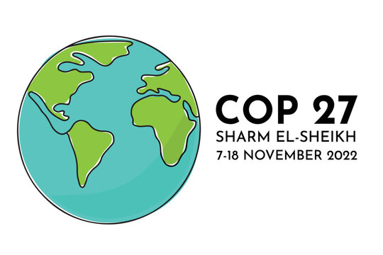 UN Climate Change Conference 2022 UNFCCC COP 27 Vector Banner Design With Planet Outline Color Icon. International Climat Change Summit Poster.