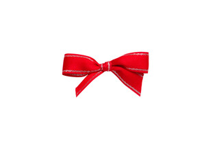 Red ribbon bow with silver border isolated png