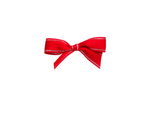 Red ribbon bow with silver border isolated png