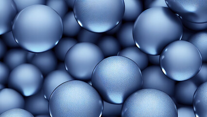 3 D render. Abstract background with blue spheres of different sizes