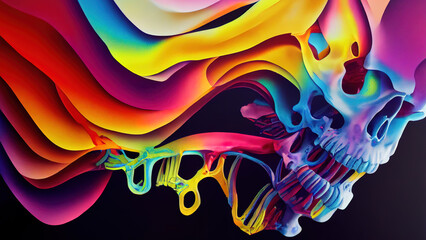 Obraz na płótnie Canvas 3 d render. Abstract background with painting in colorful vivid colors. Swirls and spreading.