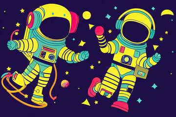 Cute Astronaut. Flat Cartoon Style