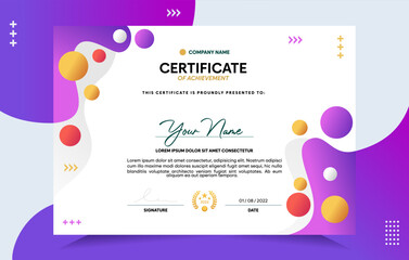 Modern of achievement certificate template