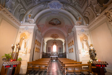 Menaggio , beautiful town at Lake Como , Lombardy . Chiesa di santa marta during autumn , winter...