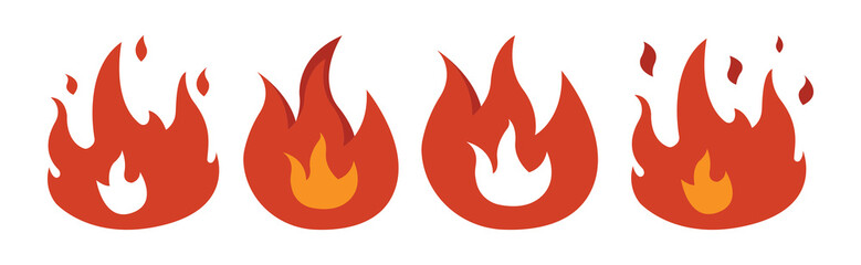 Fire set icon illustration. illustration flat icon style. Simple design editable