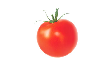 Red tomato vegetable isolated transparent png. Solanum lycopersicum ripe fruit. - obrazy, fototapety, plakaty