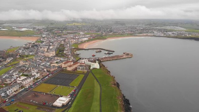 Portrush harbour Drone Aerial view