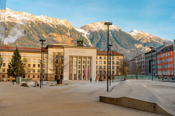 Landhausplatz , public main sqaure near Maria Theresien Strasse in Innsbruck , during autumn ,...