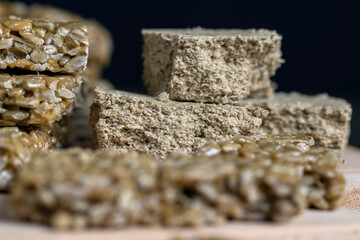 Sunflower kozinak from sunflower seeds and sugar syrup