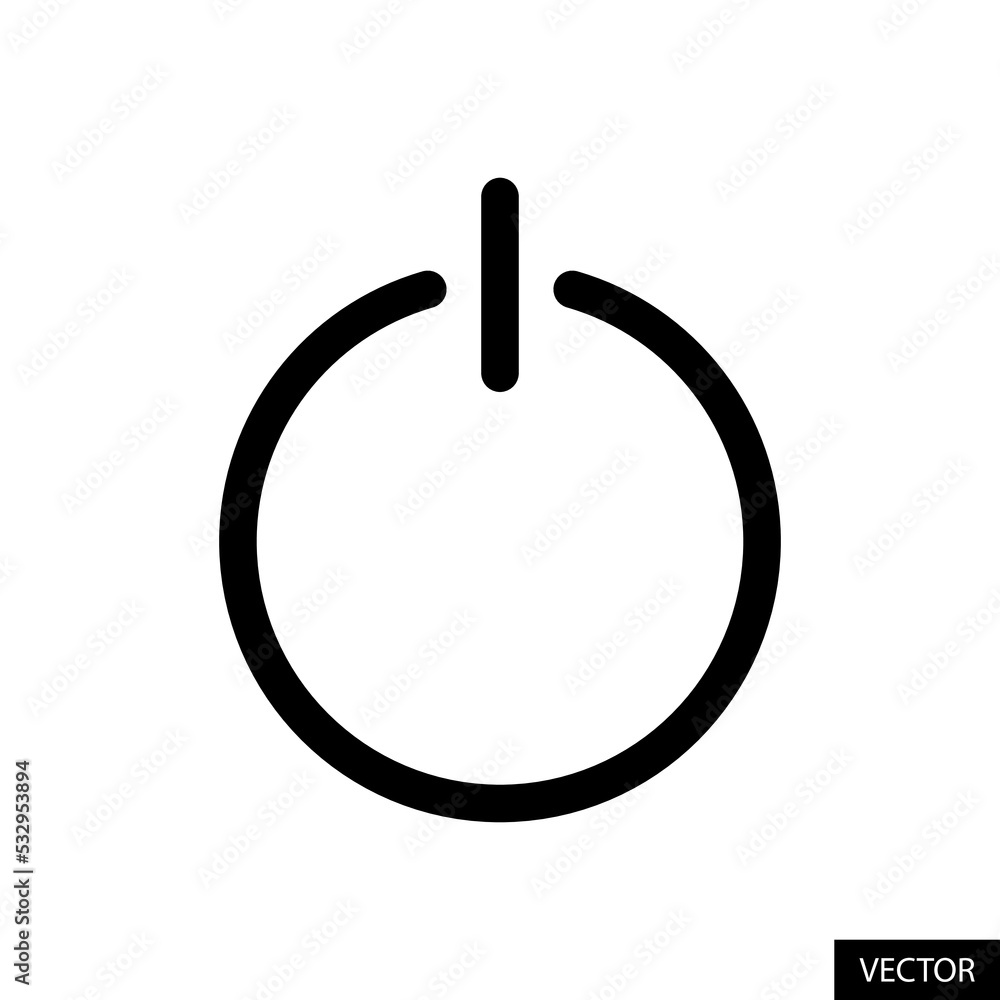 Poster shutdown button or power off vector icon in line style design for website design, app, ui, isolated 