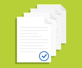 Document vector illustration. Contract paper. Confirmed or approved document. Paper sheet with answer quiz checklist and success result assessment, idea of education test, questionnaire.