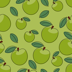 Seamless pattern with the image of an apple. Print for textile printing, paper. Vector illustration.