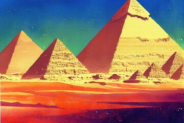 Fototapeta na wymiar pyramids in giza color art