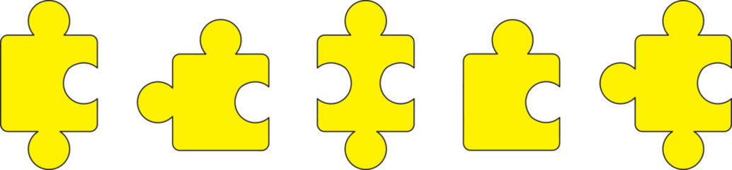 Flat Puzzle Pieces Vector Illustration Set
