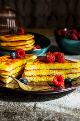 Delicious pancakes close up