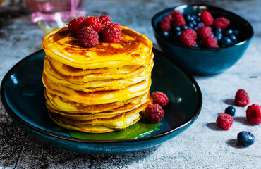 Delicious pancakes close up