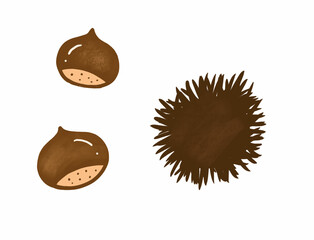 クリと、いが栗のイラスト