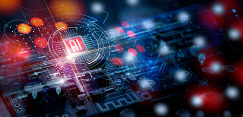 AI, Artificial Intelligence concept,Technology background. Central Computer Processors CPU Tech science background. Integrated communication processor.