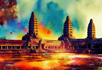 angkor temple complex cambodia at night country