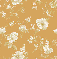 Classic Popular Flower Seamless pattern background.Perfect for wallpaper, fabric design, wrapping paper, surface textures, digital paper.
