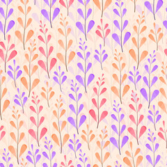 Elegant trendy seamless vector floral ditsy pattern design of exotic water color leaves. Trendy foliage repeating texture background for textile