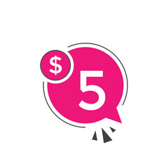 5 dollar price tag. 5$ dollar USD price symbol. price 5 Dollar sale banner in USD. Business or shopping promotion marketing concept
