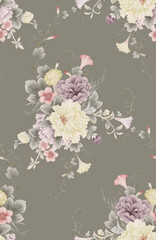 Classic Popular Flower Seamless pattern background.Perfect for wallpaper, fabric design, wrapping paper, surface textures, digital paper.
