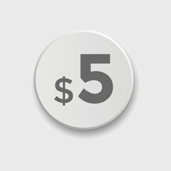 5 dollar price tag. 5$ dollar USD price symbol. price 5 Dollar sale banner in USD. Business or shopping promotion marketing concept
