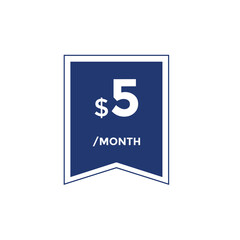 5 dollar price tag. 5$ dollar USD price symbol. price 5 Dollar sale banner in USD. Business or shopping promotion marketing concept

