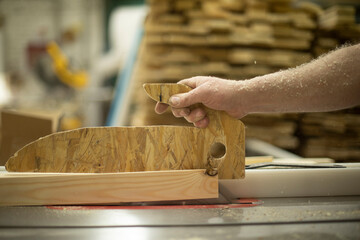Wood processing. Chipping board. Manufacture of furniture. Joinery. Hand holds board.