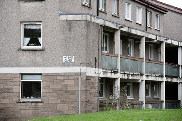 Council flats in poor housing estate with many social welfare issues in Glasgow