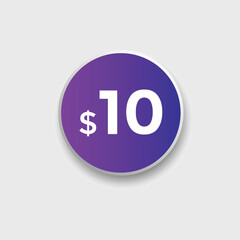 10 dollar price tag. 10$ dollar USD price symbol. price 10 Dollar sale banner in USD. Business or shopping promotion marketing concept
