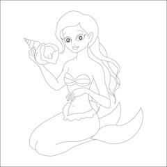 funny mermaid coloring page for kids