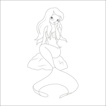 funny mermaid coloring page for kids