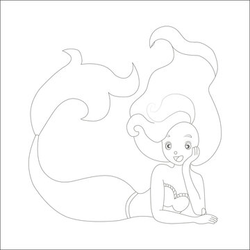 funny mermaid coloring page for kids