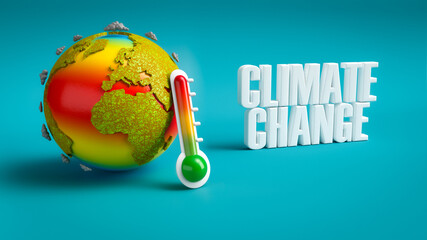 Erderwärmung - Klimawandel - Zeit zu handeln - Klimawandel - Kontinente vertrocknen - Weltmeere erhitzen - obrazy, fototapety, plakaty