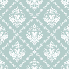 Classic seamless light blue and white pattern. Damask orient ornament. Classic vintage background. Orient ornament for fabric, wallpaper and packaging
