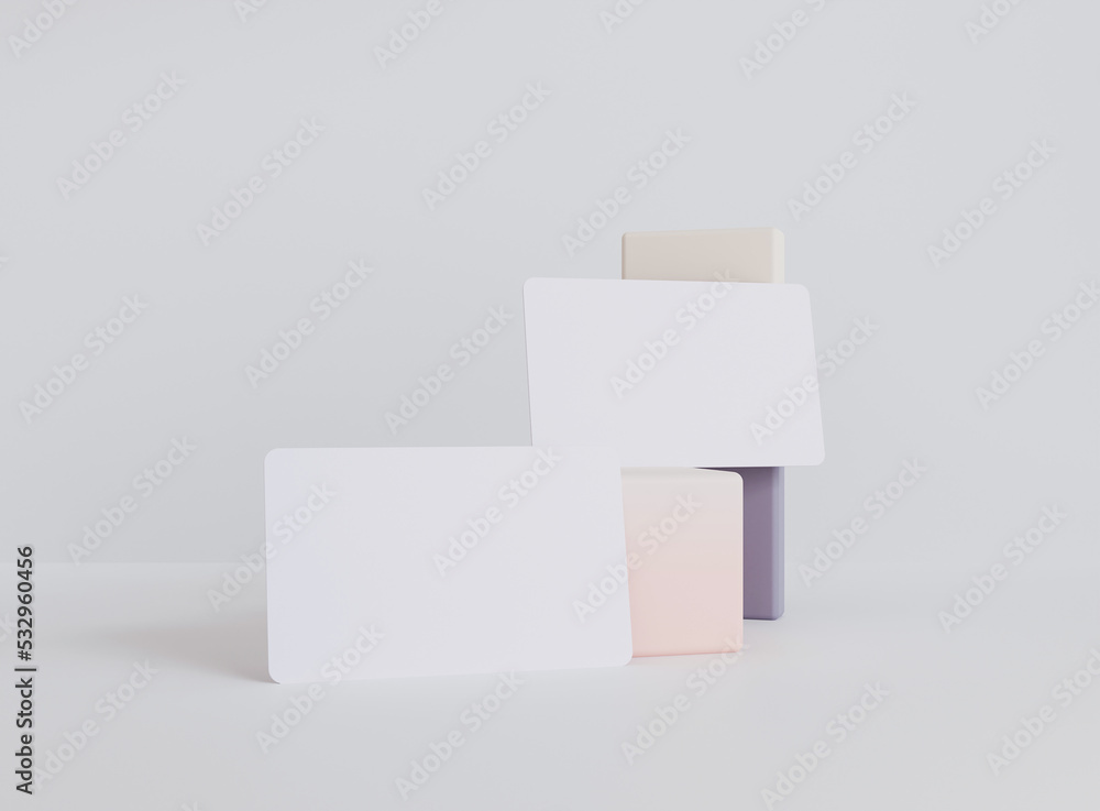 Poster 3d business card with geometric shape elements. business card mockup template. 3d rendering.