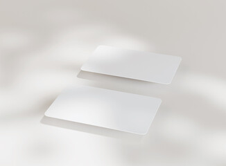 Blank business card on minimal background. Business cards mockup scene. 3D rendering.