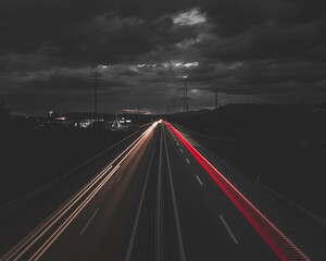 long exposure highway lights and cloud