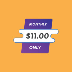 11 dollar price tag. 11$ dollar USD price symbol. price 11 Dollar sale banner in USD. Business or shopping promotion marketing concept
