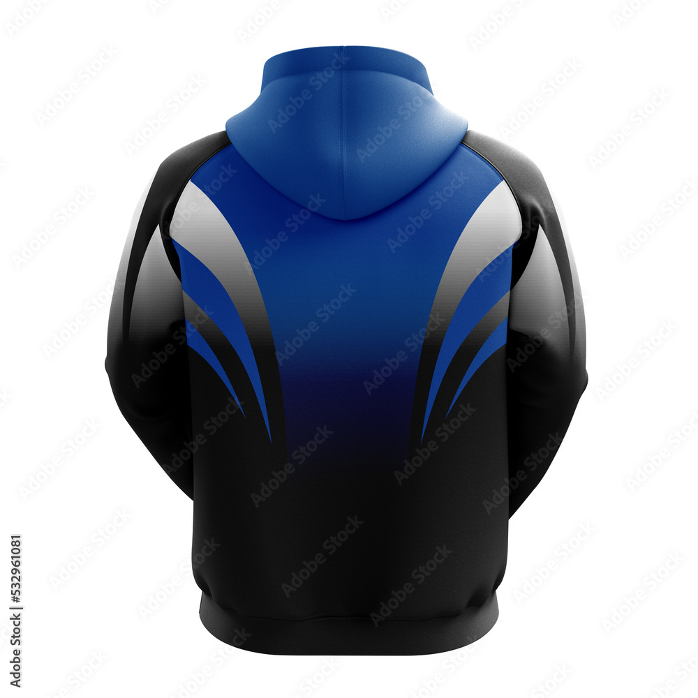 Wall mural Here is the 3D realistic mockup of fishing hoodie that contain blue and black color.