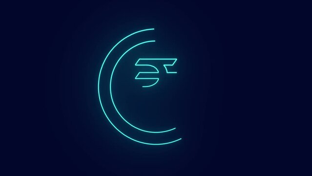 indian Rupee Coin digital Currency with series of zeros and one electronic payments and business transactions animation